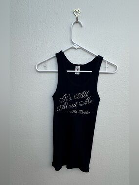 EUC Black Rhinestone 'It's All About Me' Bride Tank - Size L